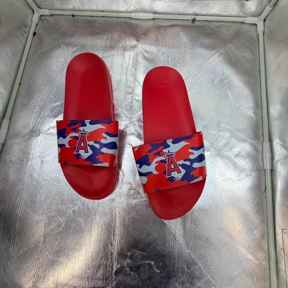ISlide Los Angeles Angels MLB Camo Slide Sandals Red Blue White Mens Size 11/12